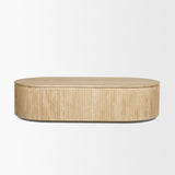 Mercana Elara Ribbed Oblong Travertine Coffee Table