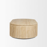 Mercana Elara Ribbed Oblong Travertine Coffee Table