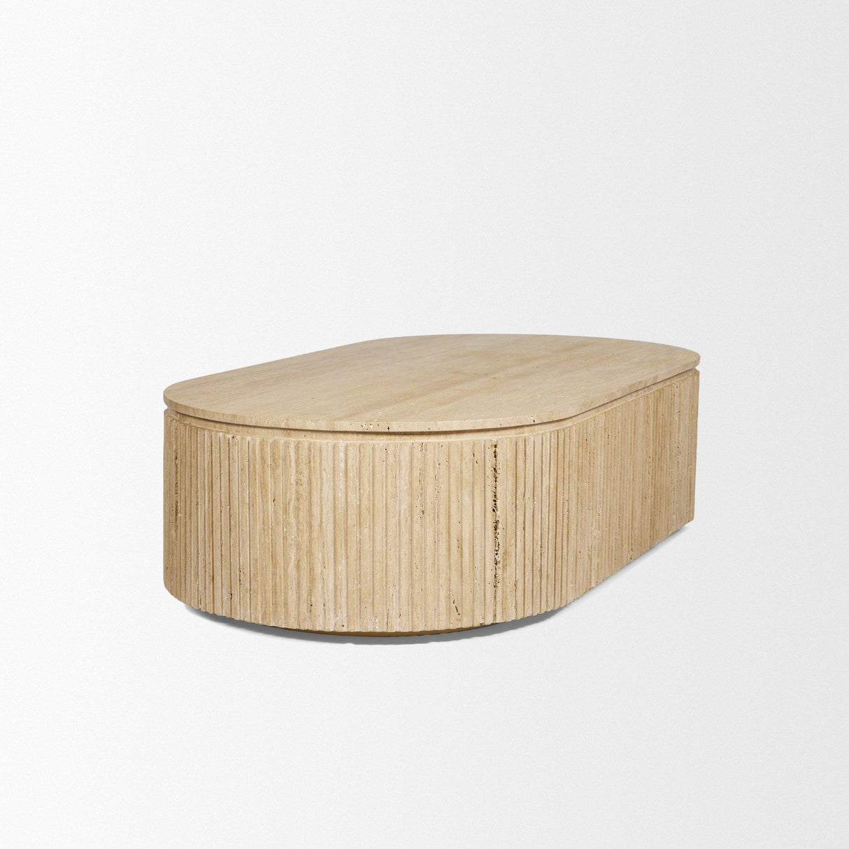 Mercana Elara Ribbed Oblong Travertine Coffee Table