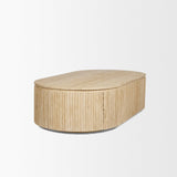 Mercana Elara Ribbed Oblong Travertine Coffee Table