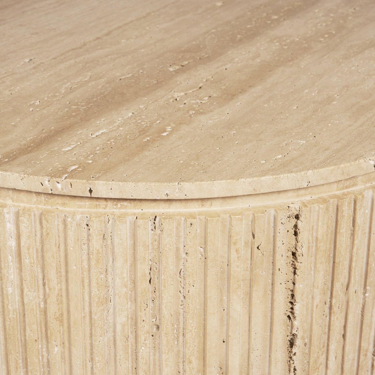 Mercana Elara Ribbed Oblong Travertine Coffee Table