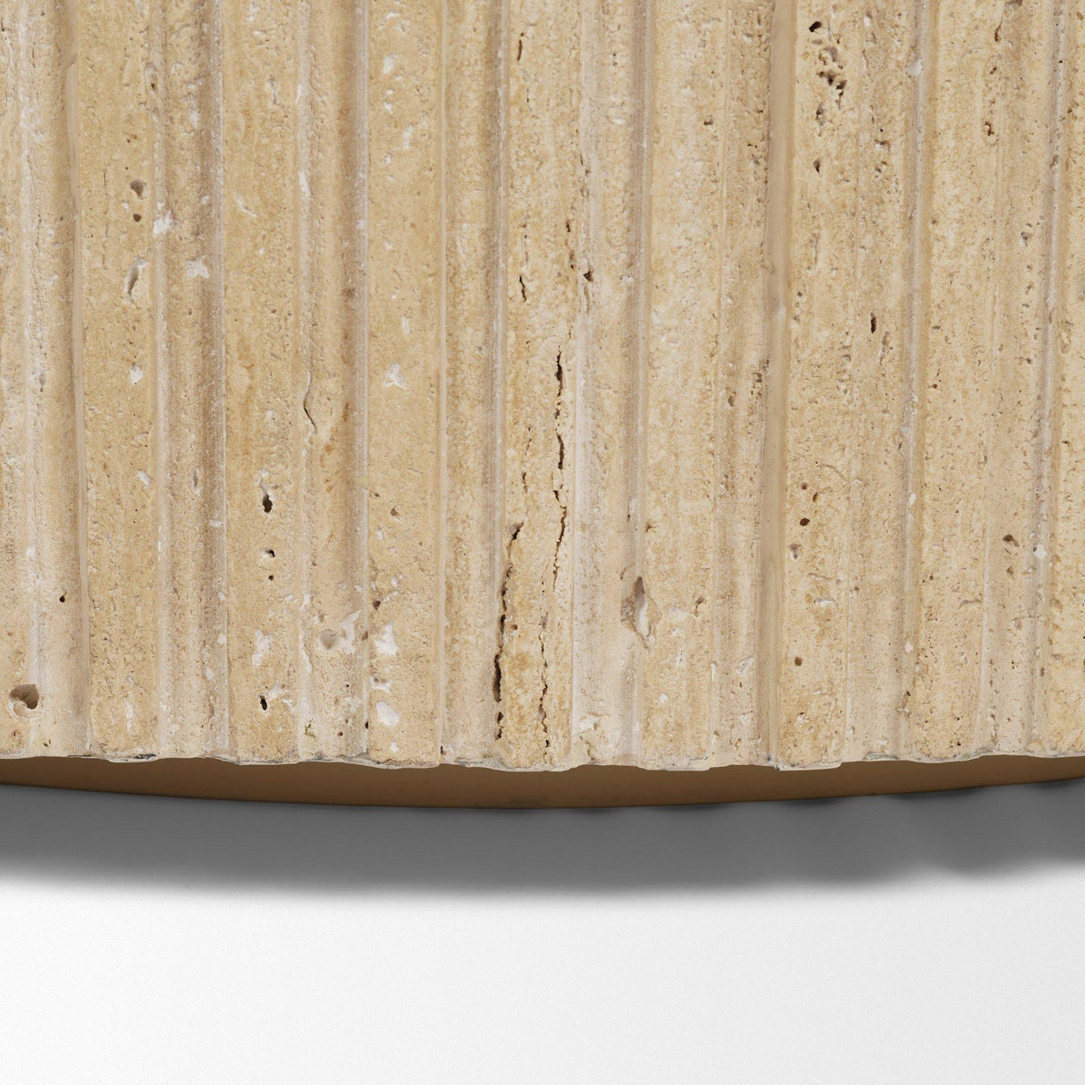 Mercana Elara Ribbed Oblong Travertine Coffee Table