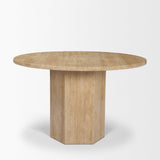 Mercana Torreno 42" Travertine Round Top Hexagon Pedestal Dining Table