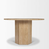 Mercana Torreno 42" Travertine Round Top Hexagon Pedestal Dining Table