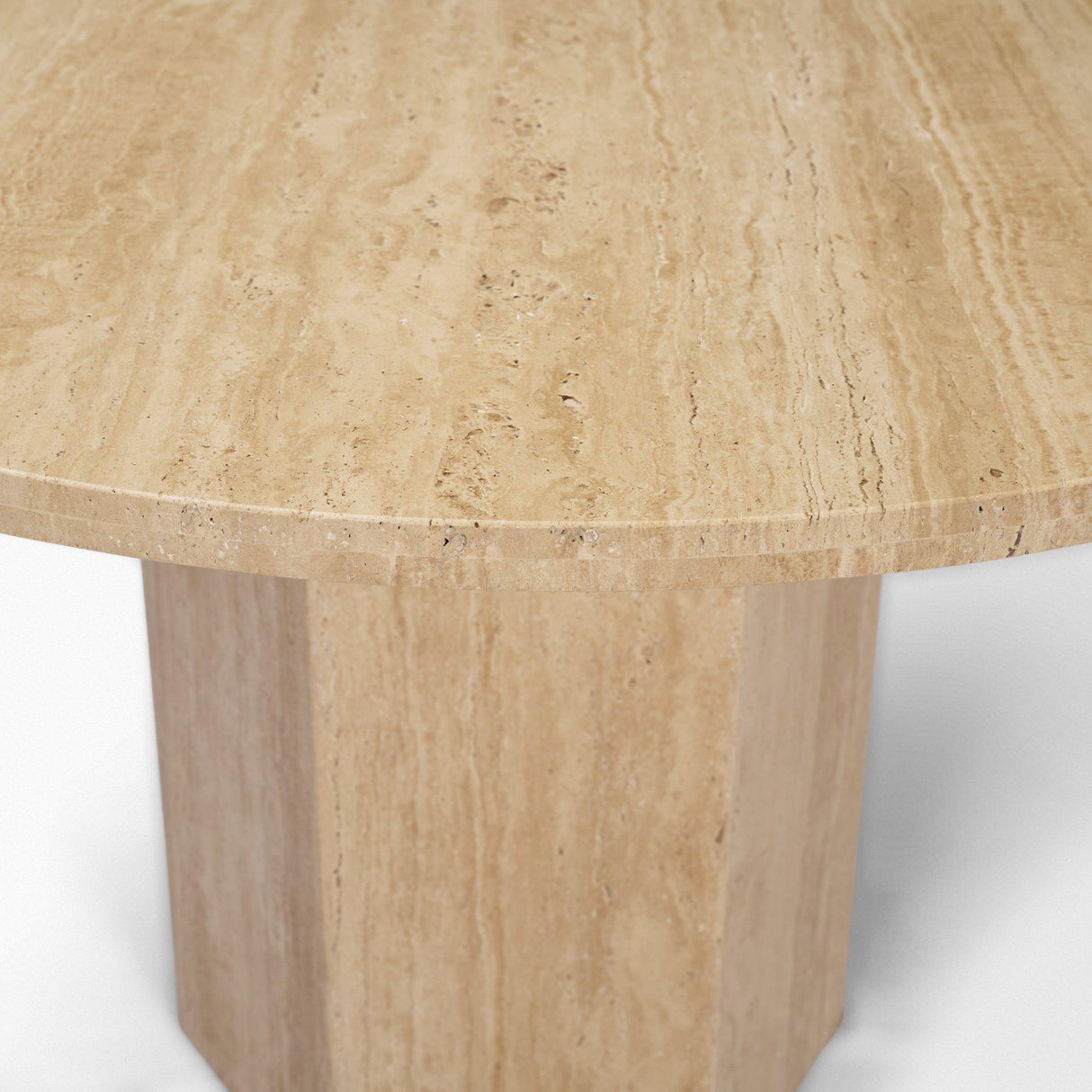 Mercana Torreno 42" Travertine Round Top Hexagon Pedestal Dining Table