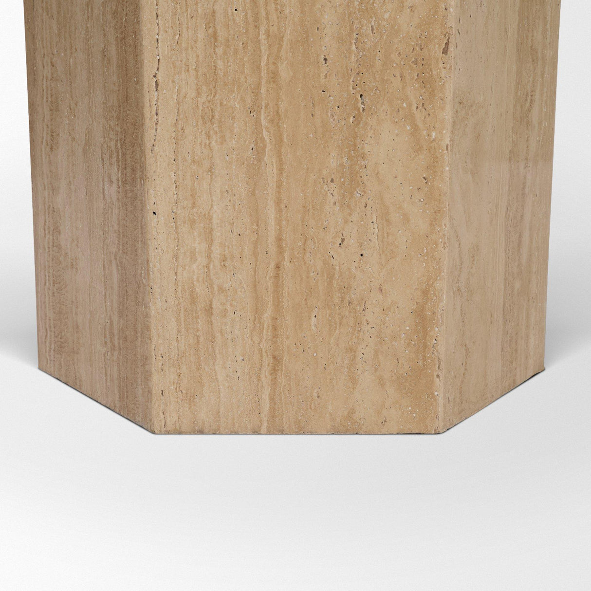Mercana Torreno 42" Travertine Round Top Hexagon Pedestal Dining Table