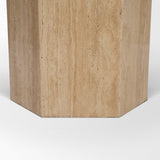 Mercana Torreno 42" Travertine Round Top Hexagon Pedestal Dining Table