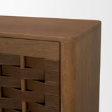 Mercana Wexlan Solid Wood w/ Leather Weave 4 Door Closed Sideboard