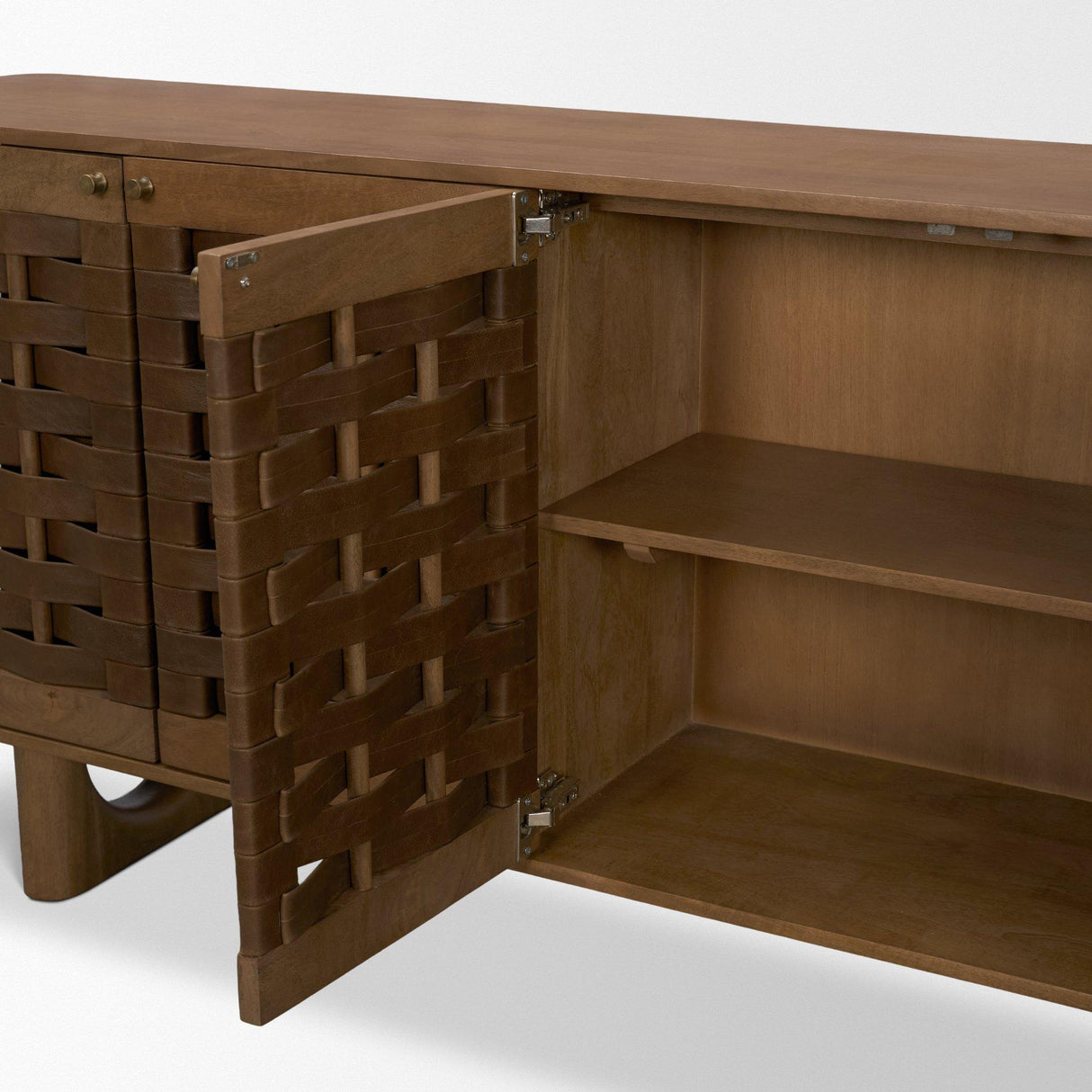 Mercana Wexlan Solid Wood w/ Leather Weave 4 Door Closed Sideboard