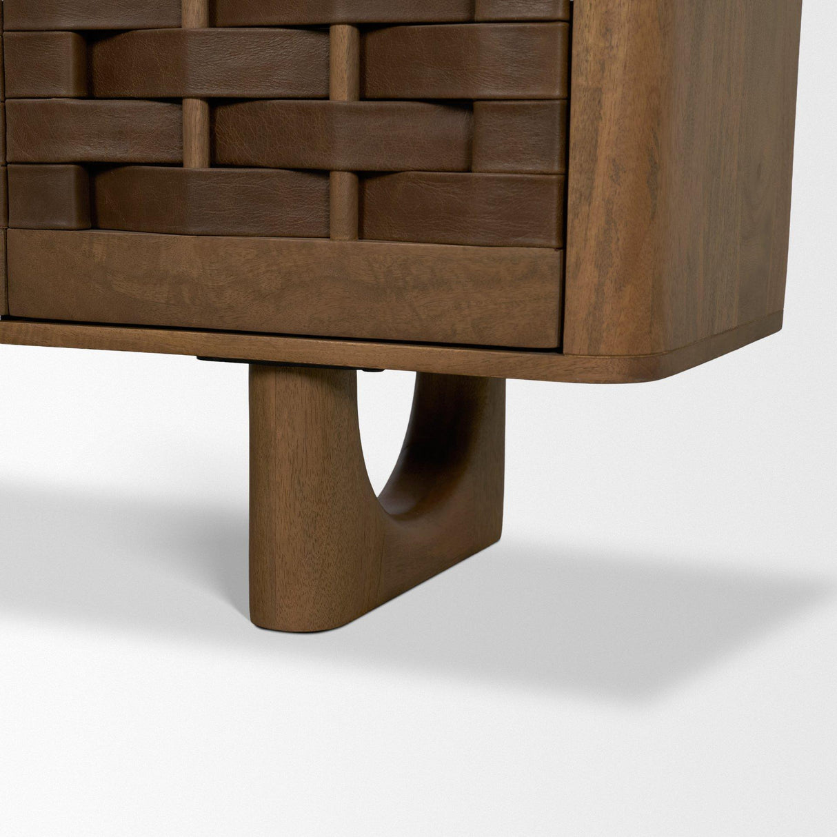 Mercana Wexlan Solid Wood w/ Leather Weave 4 Door Closed Sideboard