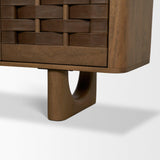 Mercana Wexlan Solid Wood w/ Leather Weave 4 Door Closed Sideboard