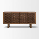 Mercana Wexlan Solid Wood w/ Leather Weave 4 Door Closed Sideboard