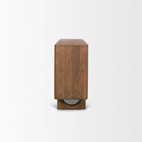 Mercana Wexlan Solid Wood w/ Leather Weave 4 Door Closed Sideboard