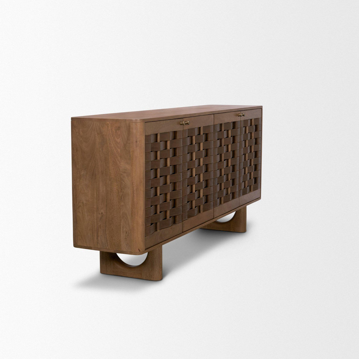 Mercana Wexlan Solid Wood w/ Leather Weave 4 Door Closed Sideboard