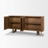 Mercana Wexlan Solid Wood w/ Leather Weave 4 Door Closed Sideboard
