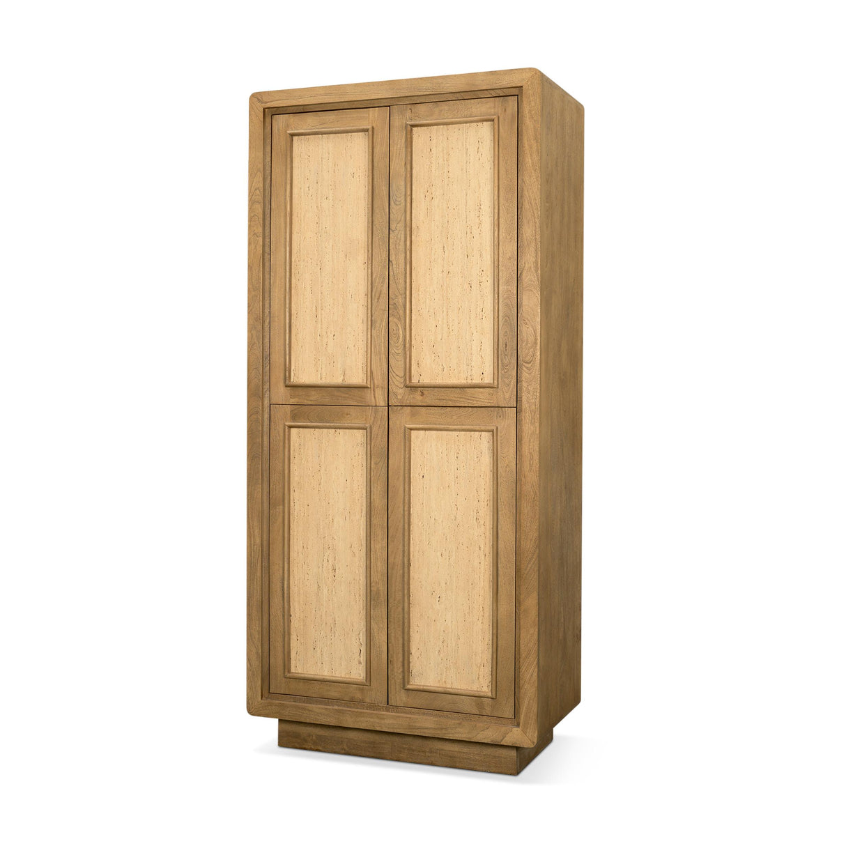 Mercana Valterra Light Brown Wood w/ Travertine 4 Door Tall Cabinet