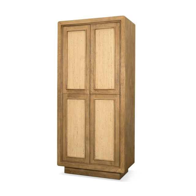 Mercana Valterra Light Brown Wood w/ Travertine 4 Door Tall Cabinet