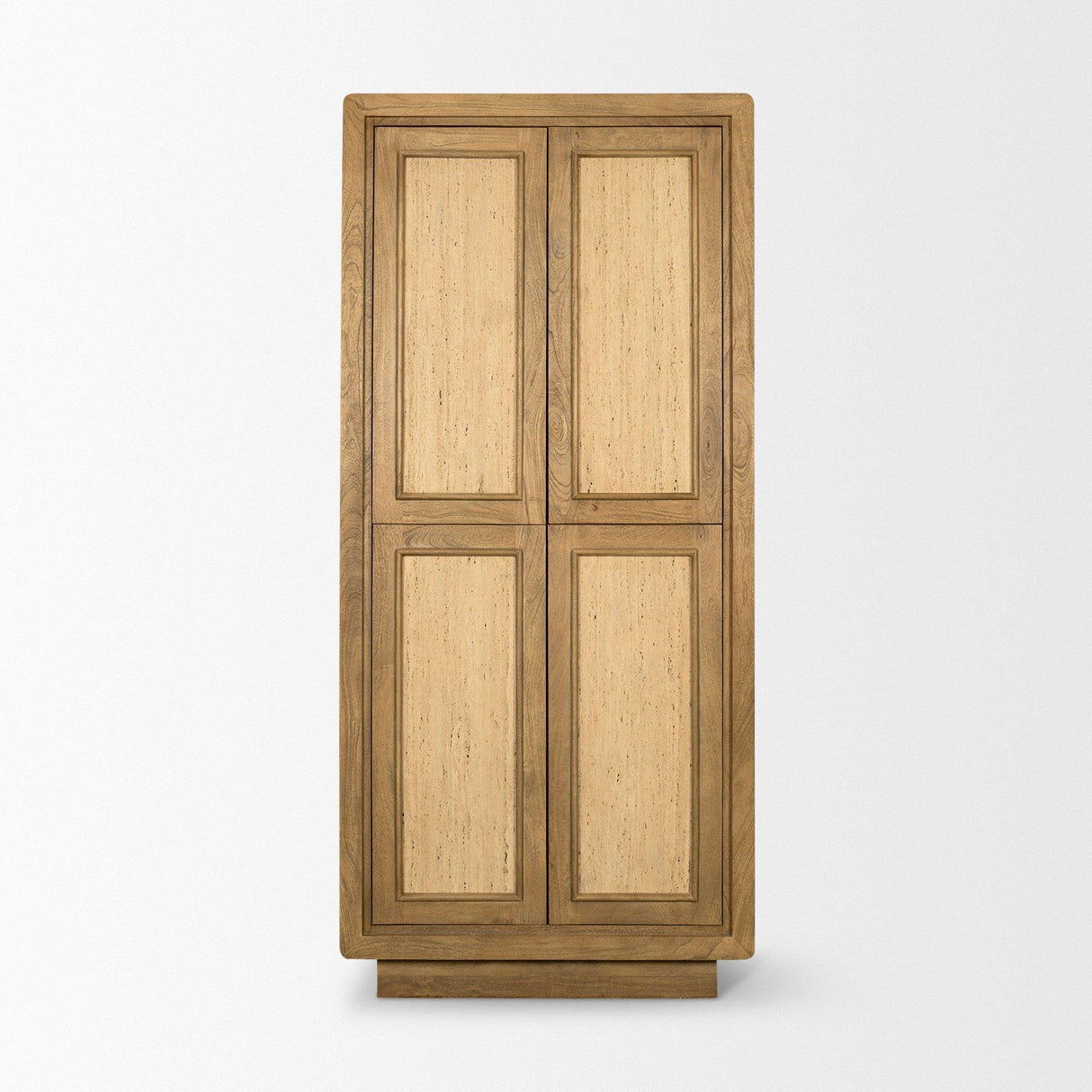 Mercana Valterra Light Brown Wood w/ Travertine 4 Door Tall Cabinet