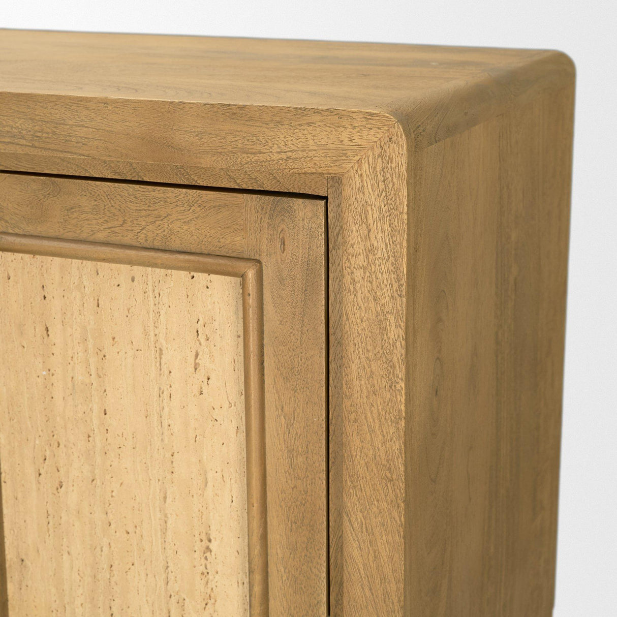 Mercana Valterra Light Brown Wood w/ Travertine 4 Door Tall Cabinet