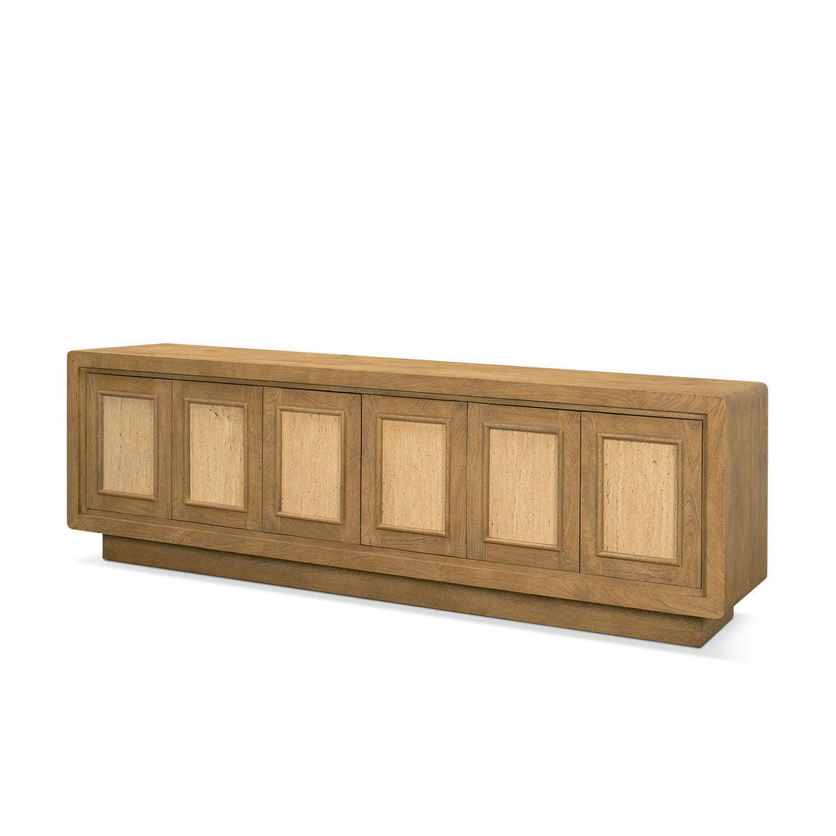Mercana Valterra Light Brown Wood w/ Travertine 6 Door Media Console