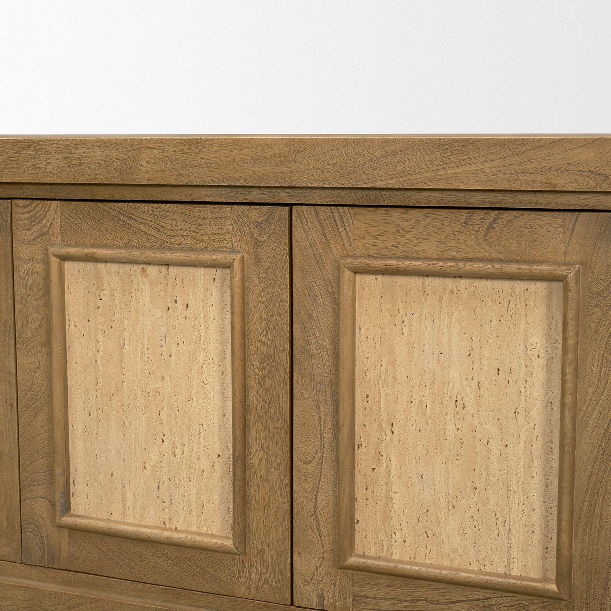 Mercana Valterra Light Brown Wood w/ Travertine 6 Door Media Console