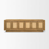 Mercana Valterra Light Brown Wood w/ Travertine 6 Door Media Console