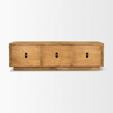 Mercana Valterra Light Brown Wood w/ Travertine 6 Door Media Console