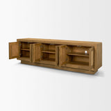 Mercana Valterra Light Brown Wood w/ Travertine 6 Door Media Console