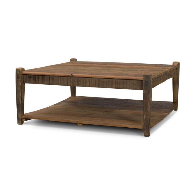 Mercana Ashwick Dark Brown Reclaimed Wood Square Coffee Table
