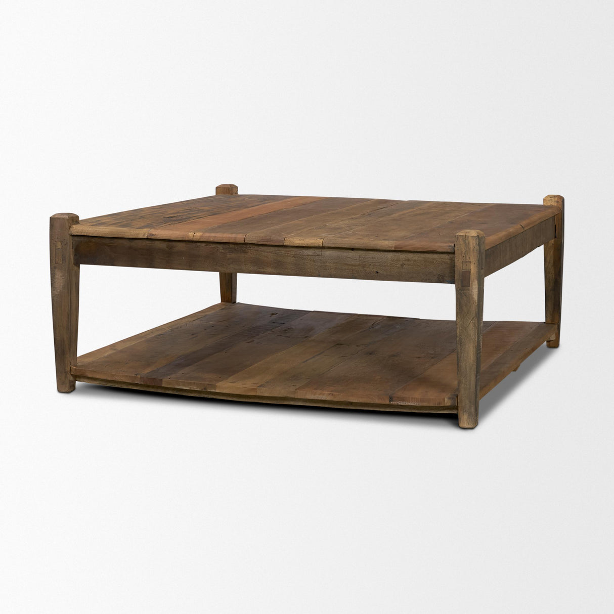 Mercana Ashwick Dark Brown Reclaimed Wood Square Coffee Table