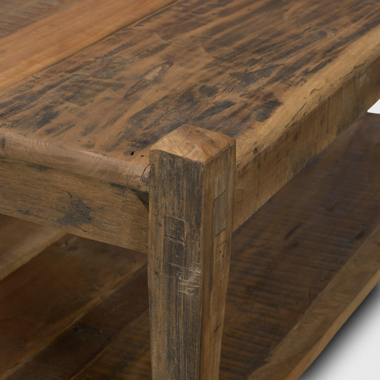 Mercana Ashwick Dark Brown Reclaimed Wood Square Coffee Table