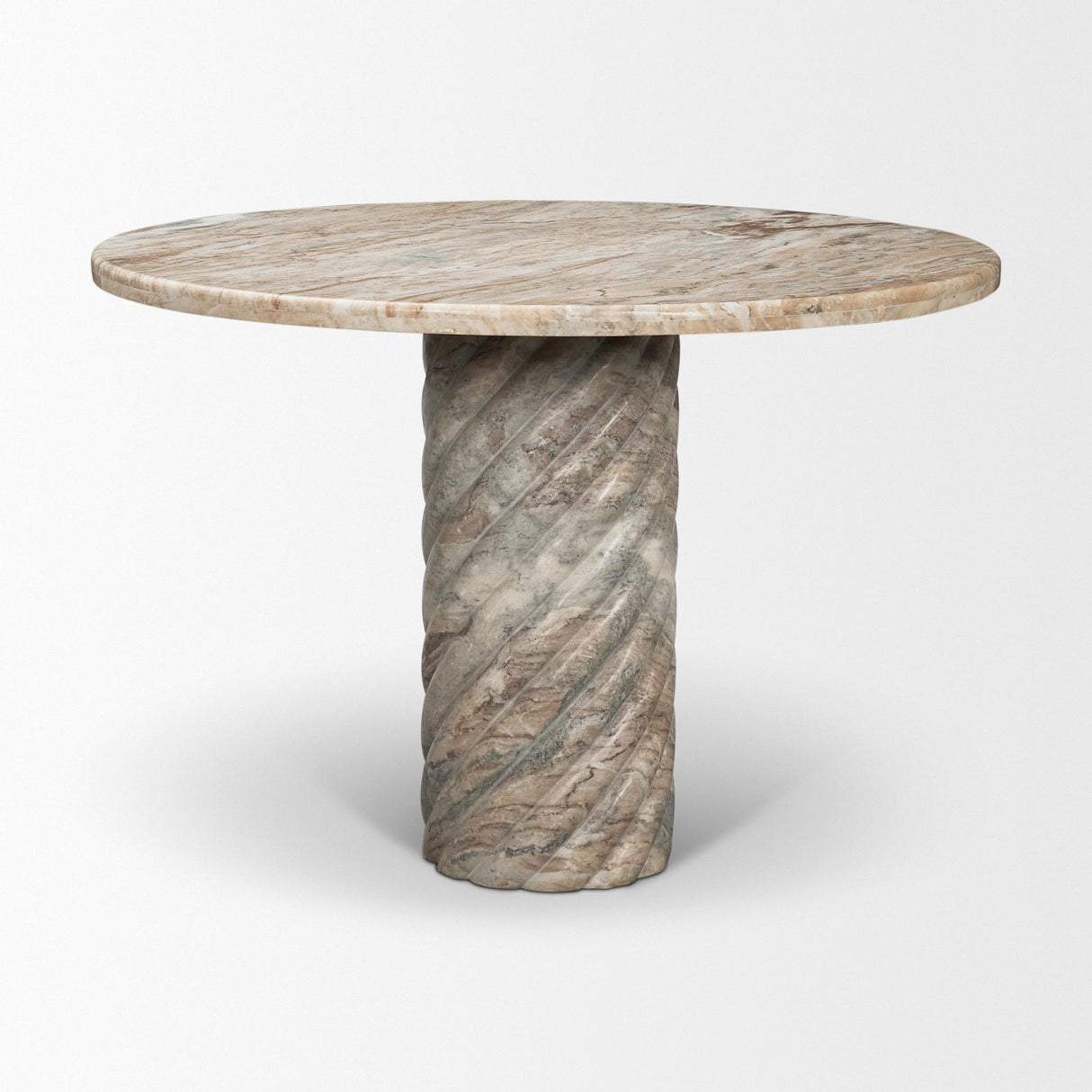 Mercana Ravello 42" Pink Marble Swirl Pedestal Base Round Dining Table