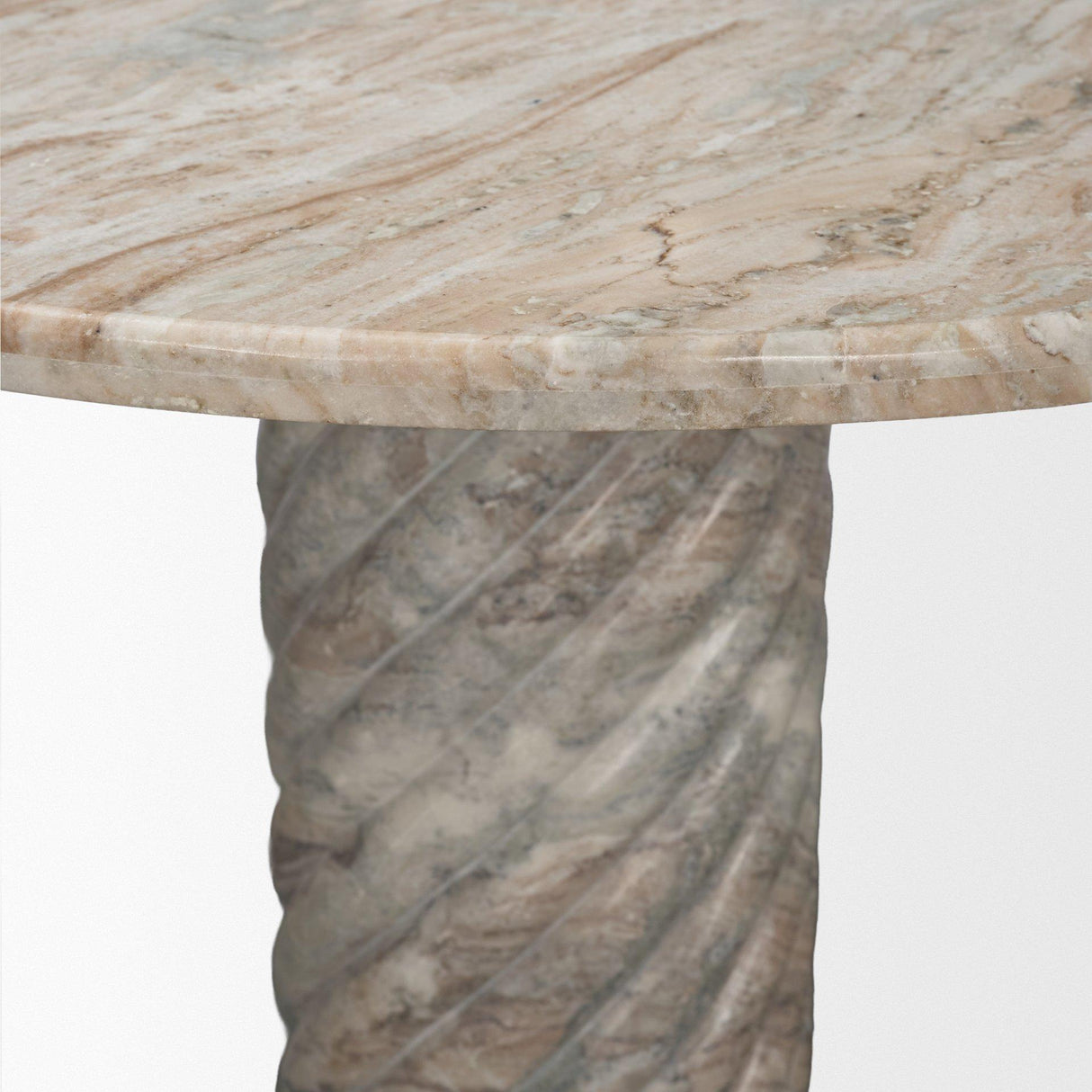 Mercana Ravello 42" Pink Marble Swirl Pedestal Base Round Dining Table