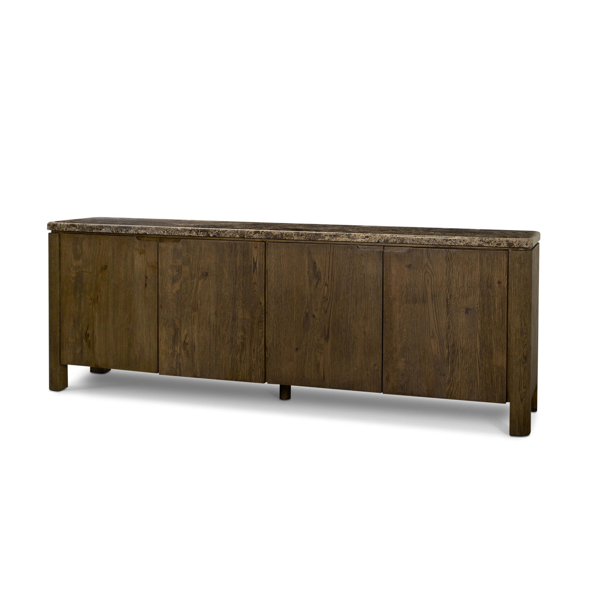 Mercana Kendrix Dark Brown Oak Wood Cappuccino Marble 4 Door Closed Sideboard