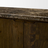 Mercana Kendrix Dark Brown Oak Wood Cappuccino Marble 4 Door Closed Sideboard