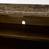 Mercana Kendrix Dark Brown Oak Wood Cappuccino Marble 4 Door Closed Sideboard