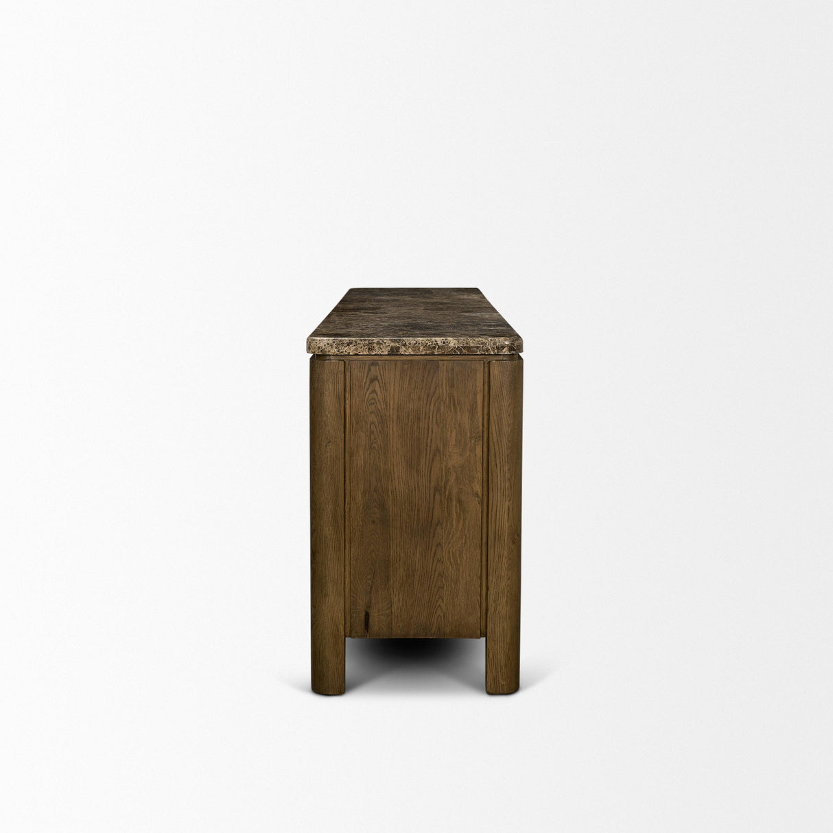 Mercana Kendrix Dark Brown Oak Wood Cappuccino Marble 4 Door Closed Sideboard