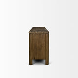 Mercana Kendrix Dark Brown Oak Wood Cappuccino Marble 4 Door Closed Sideboard