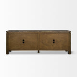 Mercana Kendrix Dark Brown Oak Wood Cappuccino Marble 4 Door Closed Sideboard