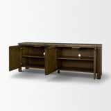 Mercana Kendrix Dark Brown Oak Wood Cappuccino Marble 4 Door Closed Sideboard