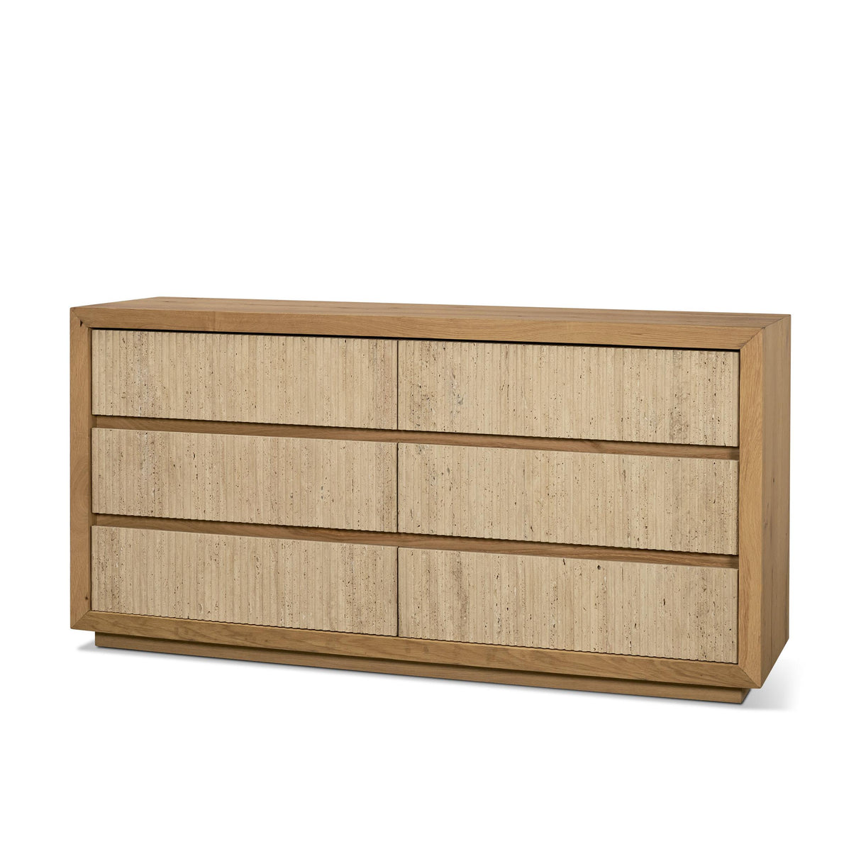 Mercana Travona Oak Wood w/ Travertine 6 Drawer Dresser