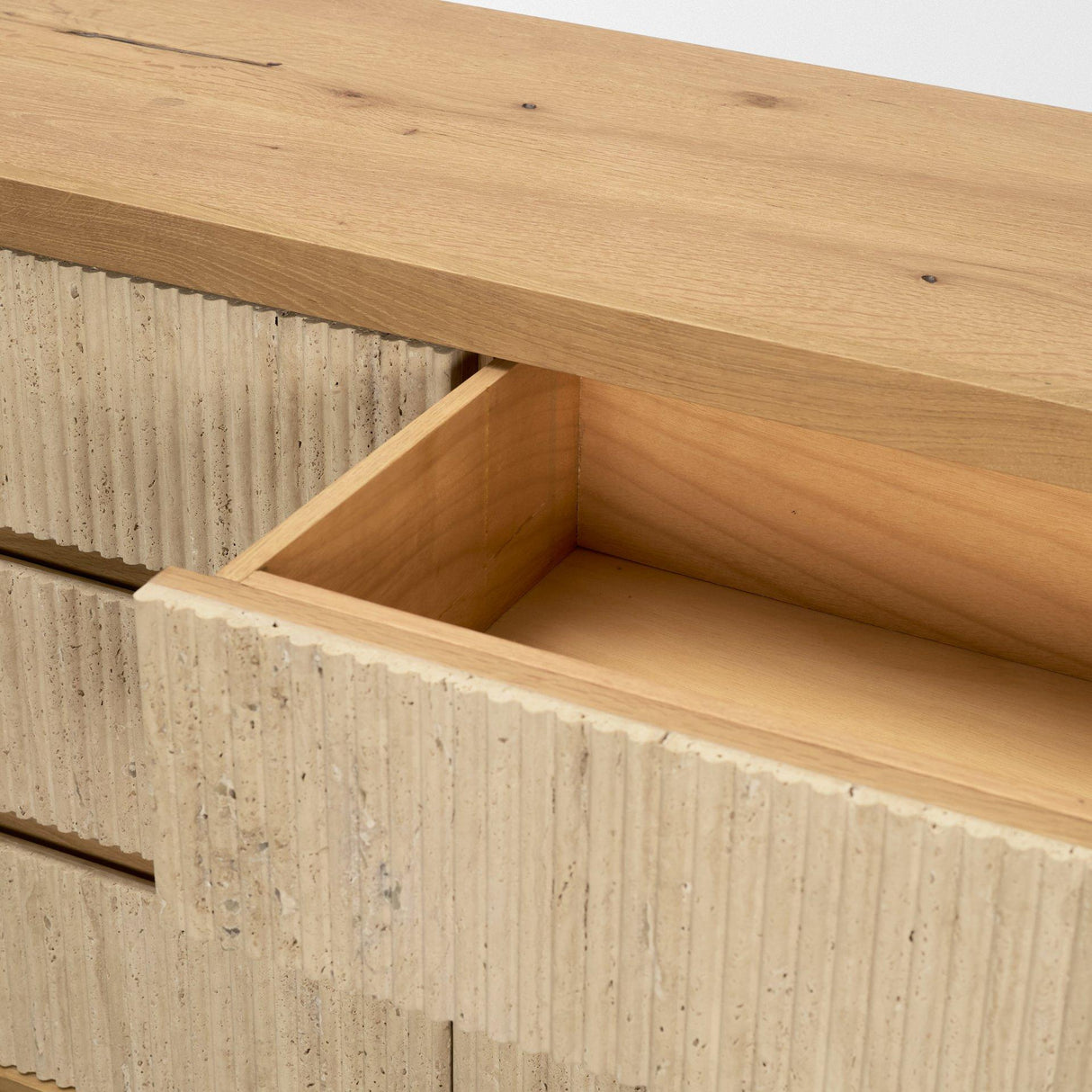Mercana Travona Oak Wood w/ Travertine 6 Drawer Dresser