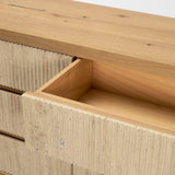 Mercana Travona Oak Wood w/ Travertine 6 Drawer Dresser