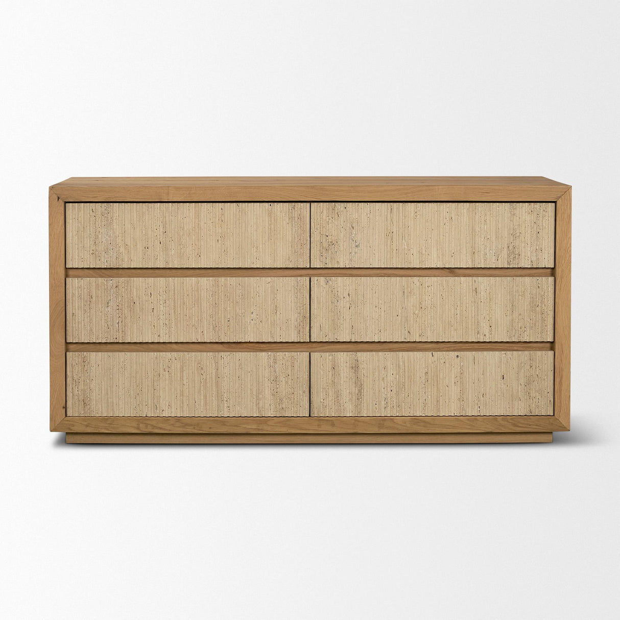 Mercana Travona Oak Wood w/ Travertine 6 Drawer Dresser
