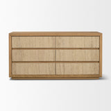 Mercana Travona Oak Wood w/ Travertine 6 Drawer Dresser