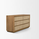 Mercana Travona Oak Wood w/ Travertine 6 Drawer Dresser