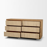 Mercana Travona Oak Wood w/ Travertine 6 Drawer Dresser
