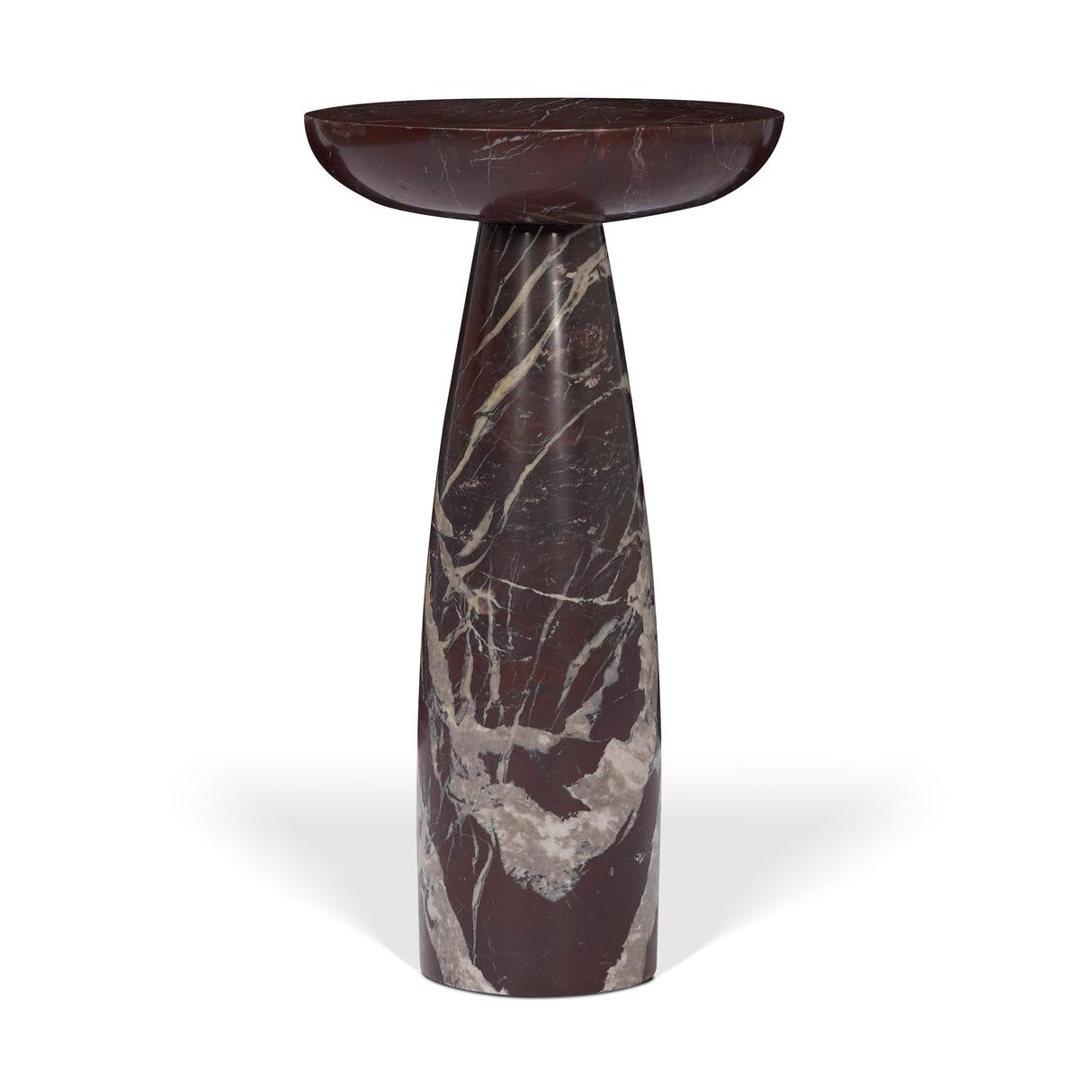 Mercana Bellancia Rosso Red Levanto Marble Pedastal Side Table