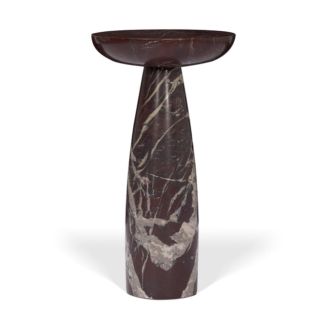 Mercana Bellancia Rosso Red Levanto Marble Pedastal Side Table