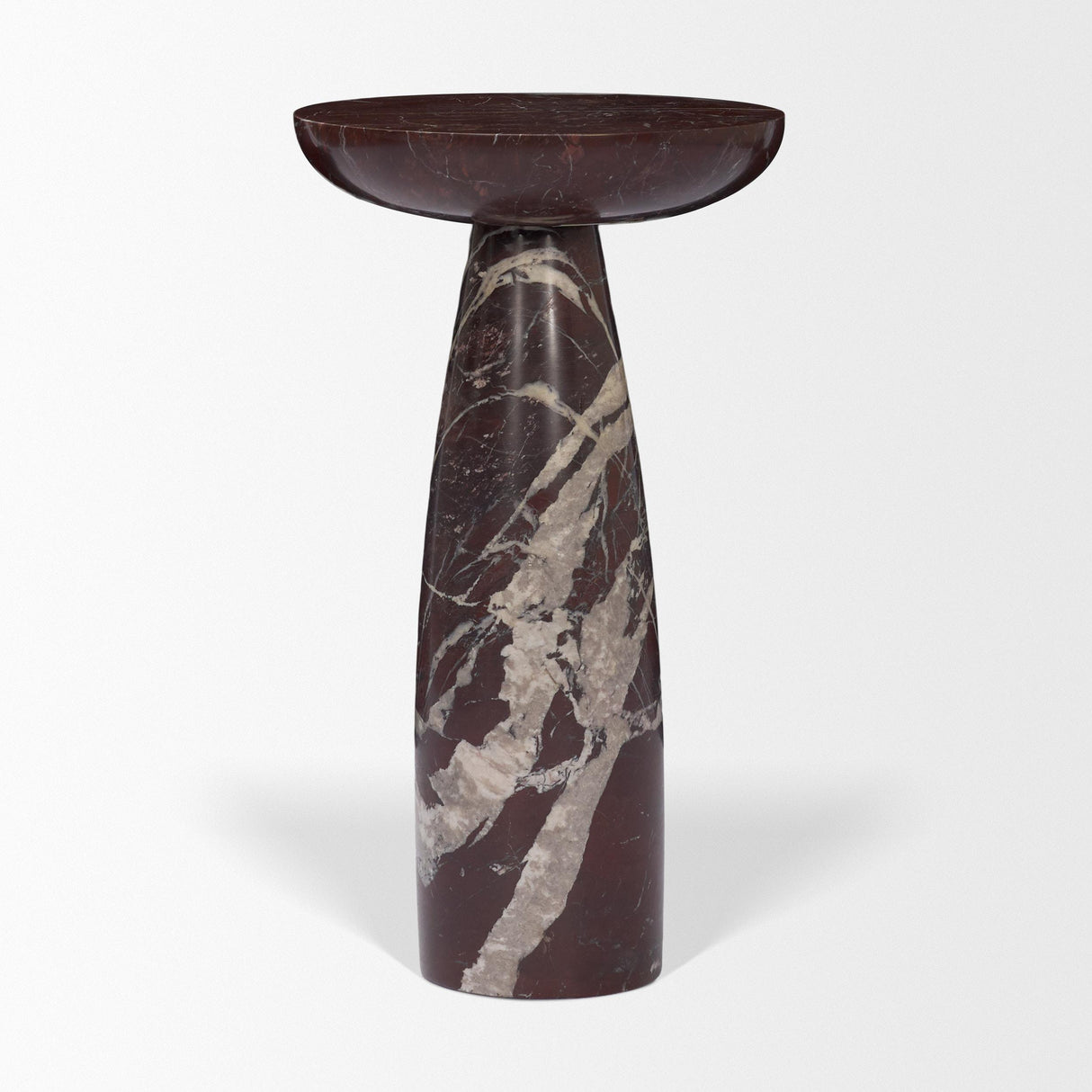Mercana Bellancia Rosso Red Levanto Marble Pedastal Side Table